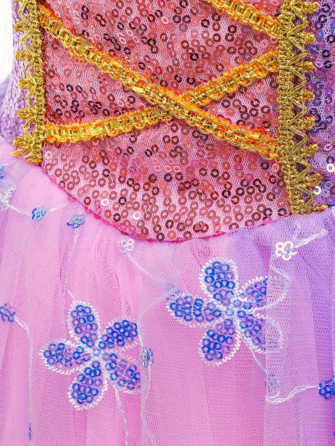 New[Purple Princess] Purple Princess Dress for Girls |             Includes Crown, Necklace, Ring & Bag Set - Perfect for Birthdays, Halloween, Christmas Parties & Performances Gifts  Gifts