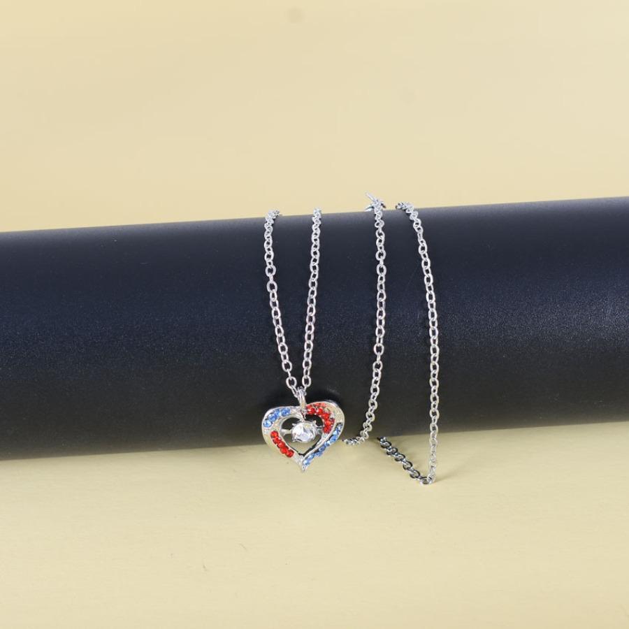 Independence Day Heart Diamond Pendant Fashion Necklace