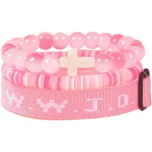 WWJD Bracelet Set for Women, Stackable  Beads & Adjustable Wristband Faith