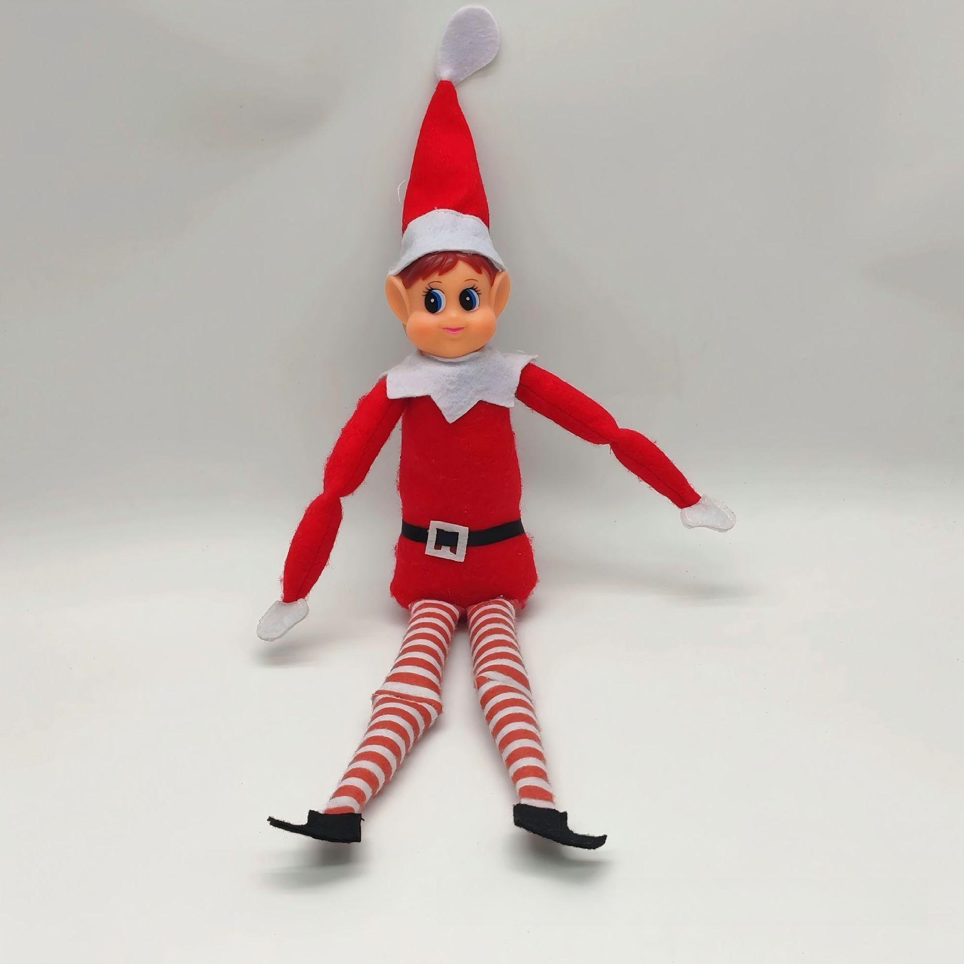 Set of 2 Funny Elf Decorations with Playful Features—Poseable Arms and Legs, Movable Heads with Expressive Eyes, Whimsical Beards, and Red Hats. A Perfect Gag Gift for Parties, and an Ideal Choice for Home, Office, or Party Decor.