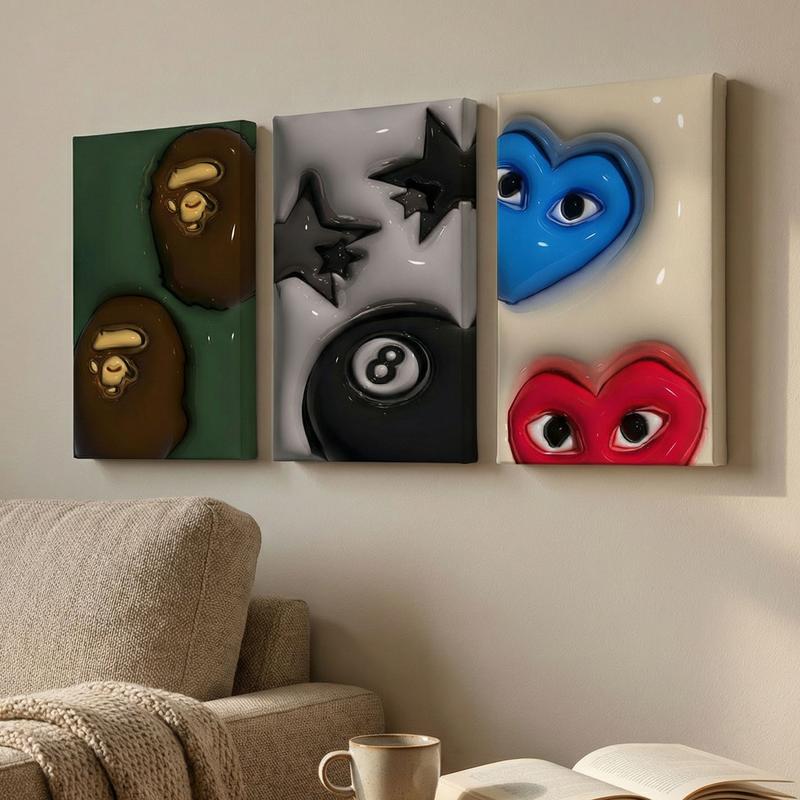 Three-Piece Hypebeast Framed Art Set, Modern Urban Fashion Wall Poster Decor for Living Room, Office and Bathroom