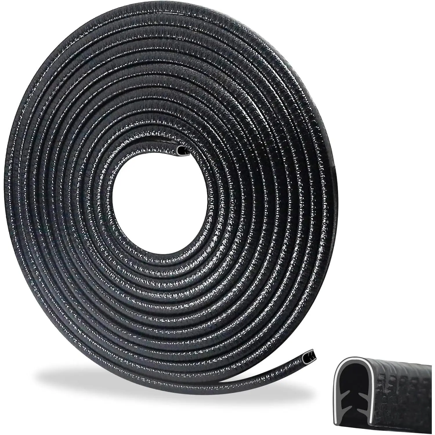 32.8FT  Door  Guards Black, U-Shaped  Door Protector with Metal Clips, No Adhesive Needed, for
