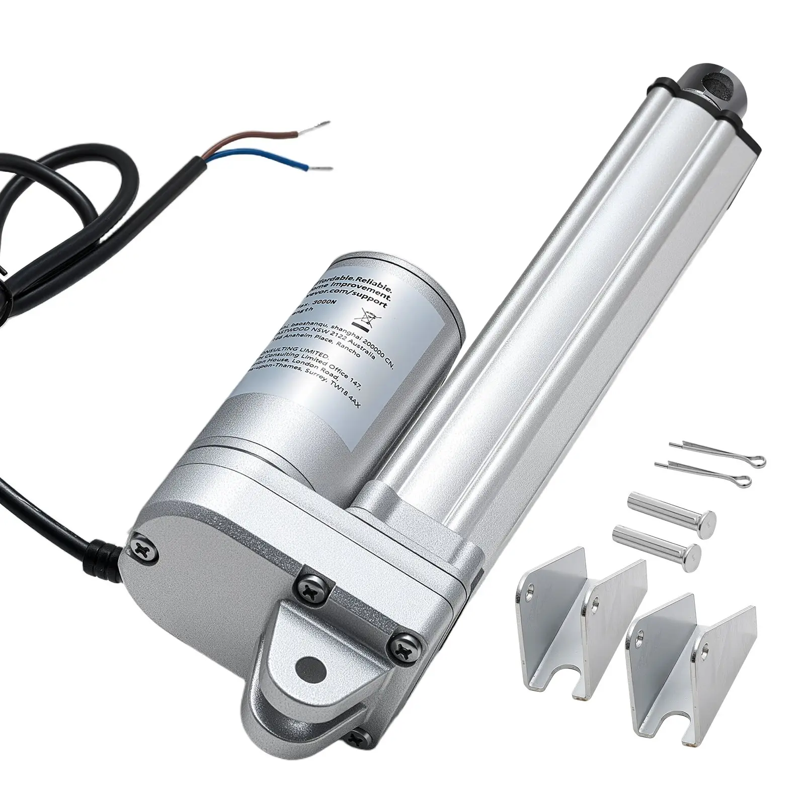 【DealsForYouDays】VEVOR 12V Linear Actuator, 6 Inch IP65 Waterproof Linear Actuator, 675lbs/3000N 0.2"/s Motion Actuators with Mounting Brackets for Outdoor Use