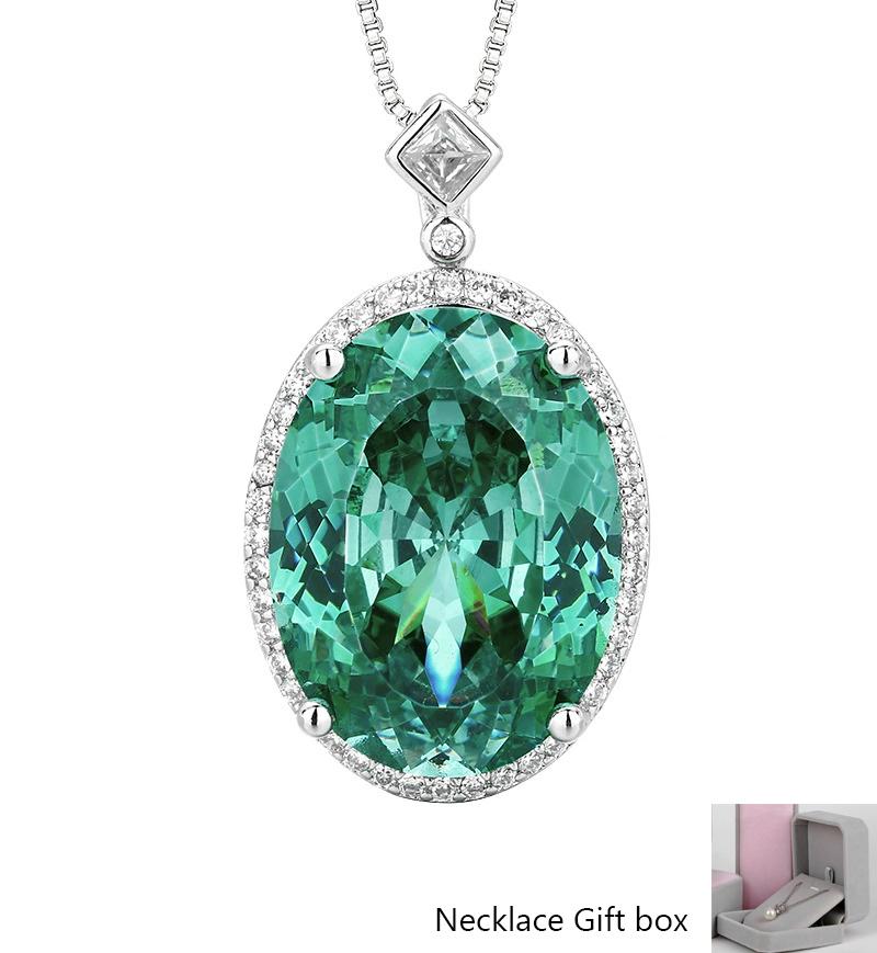 Vintage Simulated Gemstone Paraiba Green Oval Cut Jewelry Set for Women Ring Earrings  Necklace     Single Row Halo CZ    Luxury Fashion Accessories Gifts for Women