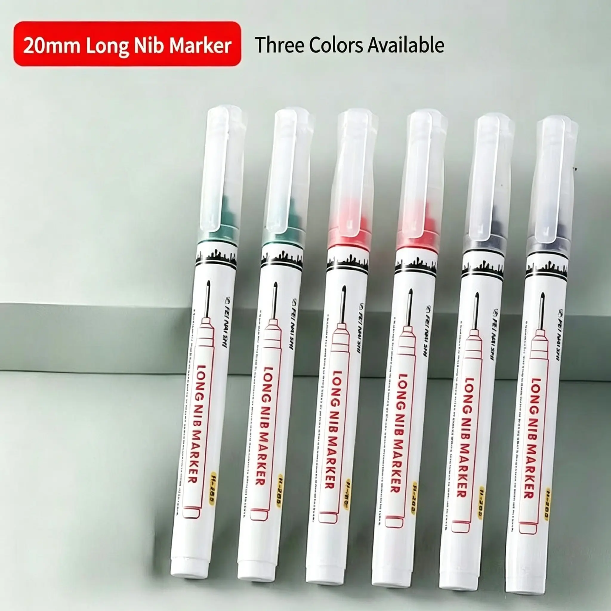 20mm Long Nose Oil-Based Marker Pen Set, 10 Pcs, Industrial Deep Hole Marking, Waterproof, Quick Dry, Non-Toxic