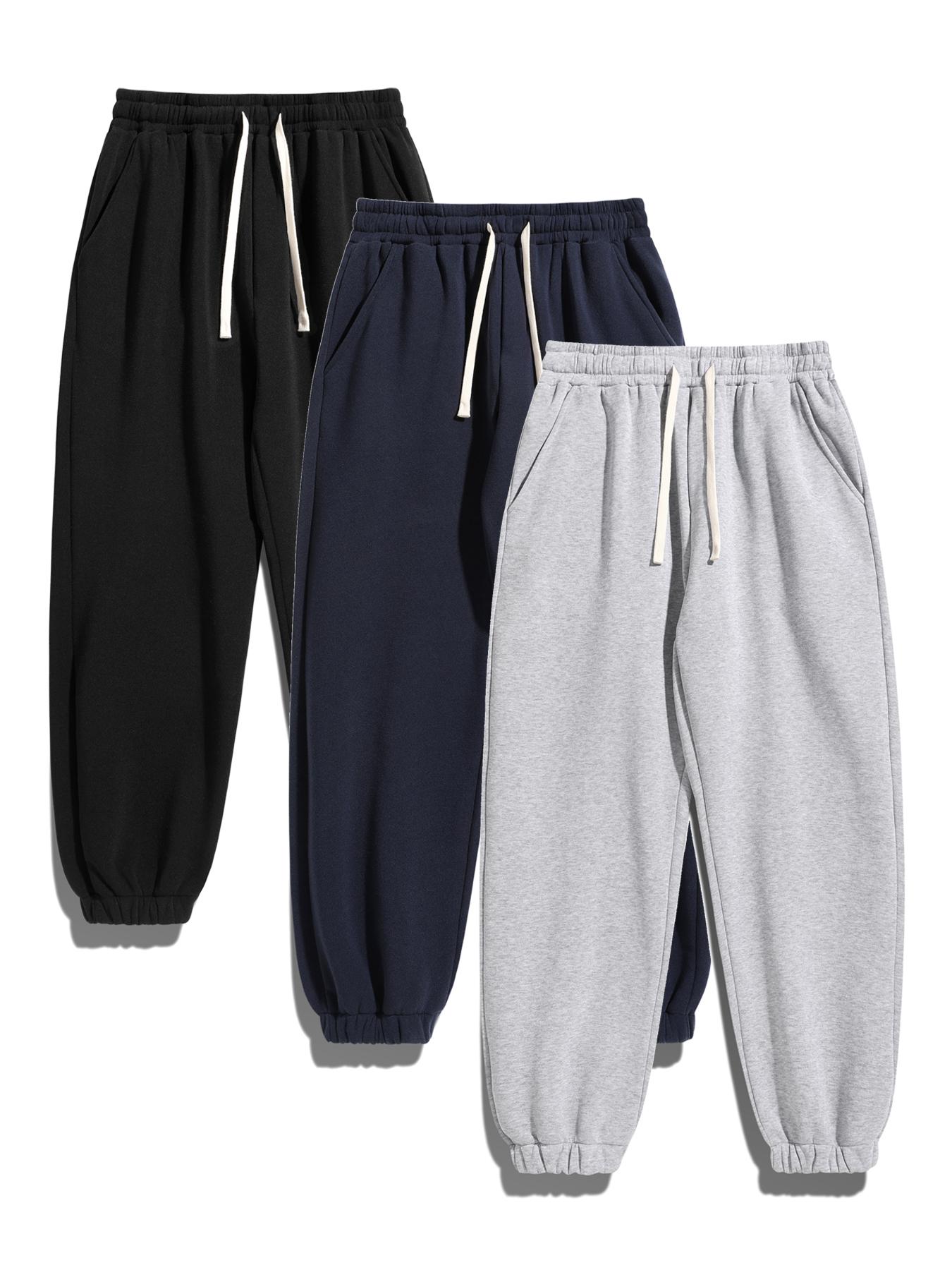Men's Thermal Lined Pants with Drawstring Waist, Relaxed Fit Loose Sweatpants for Fall & Winter, Men's Bottoms
