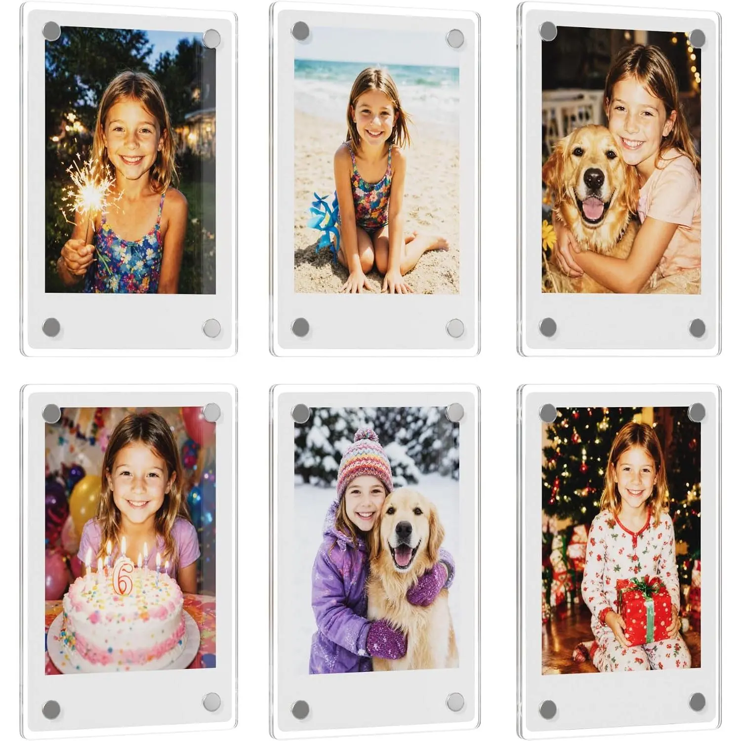 Fridge  Frame 12 Pack for Instax Mini Photos |  Double-Sided Display Frameless Refrigerator Picture Frame for  Office Decor,  for Family, 2.36 x 3.54 Inch