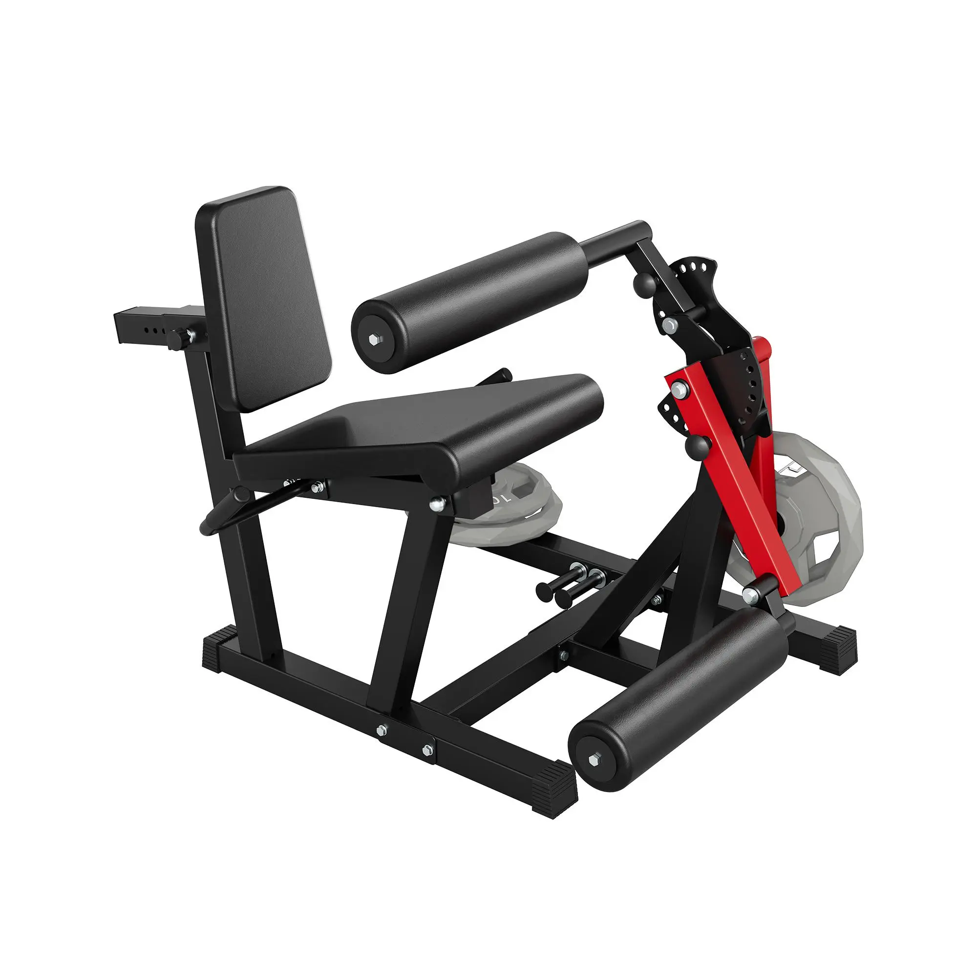 4-in-1 Leg Extension and Curl Machine, 700 lb Capacity, Carbon Steel, Red-Black & Black