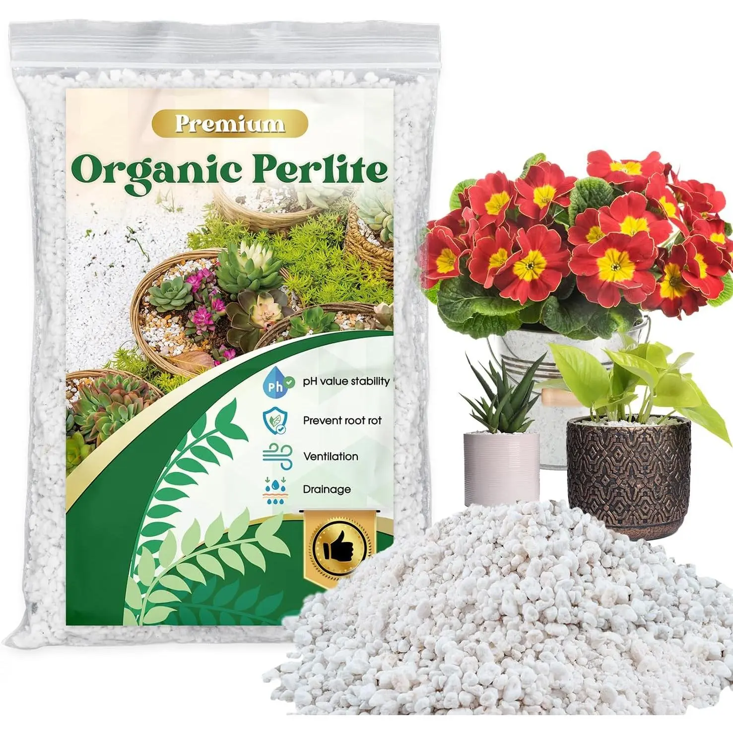 Horticultural Perlite 2 Quart for Soil Aeration & Drainage | Improves Soil & Stops Root Rot, 3-6mm Clean Lightweight Perlite for Indoor Outdoor , , Orchids & Hydroponics.
