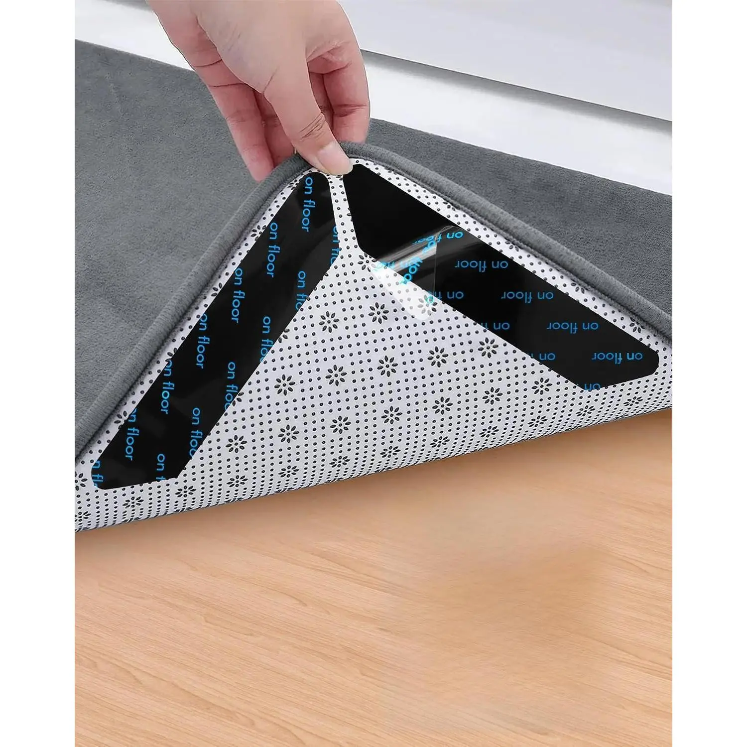20 count  Washable Grippers for Rugs, Highly adhesive and thin,Removable Rug Tape,Double Sided Non-Slip Rug Pads for Hardwood Floors and Carpet Corners,Keep Area Rugs Corners from Curling .