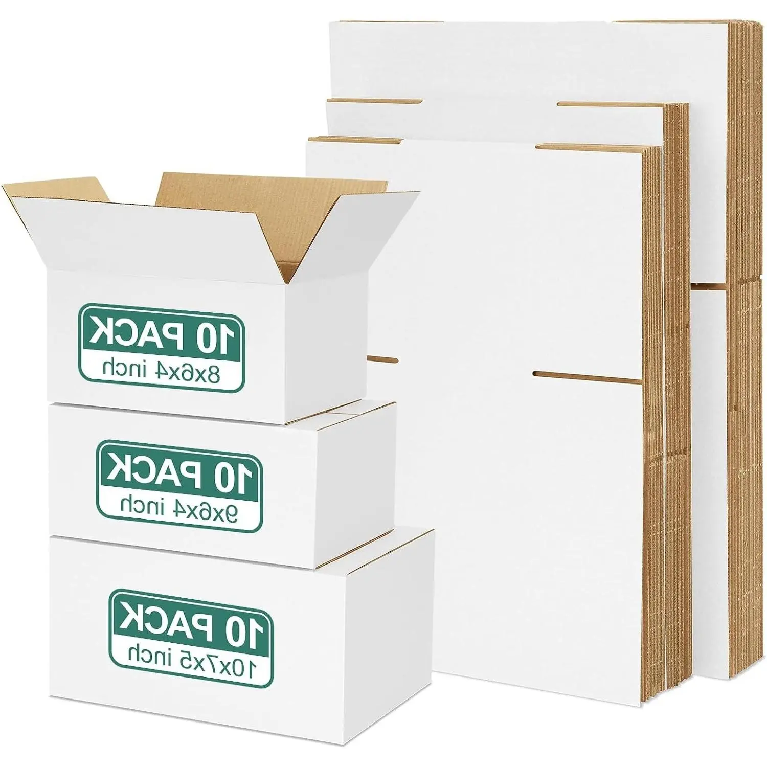 30 Pack Small Shipping Boxes Assorted Sizes, 8x6x4 9x6x4 10x7x5 10 PCS Each, White Corrugated Cardboard Mailers for Packaging Small Business MailingGift