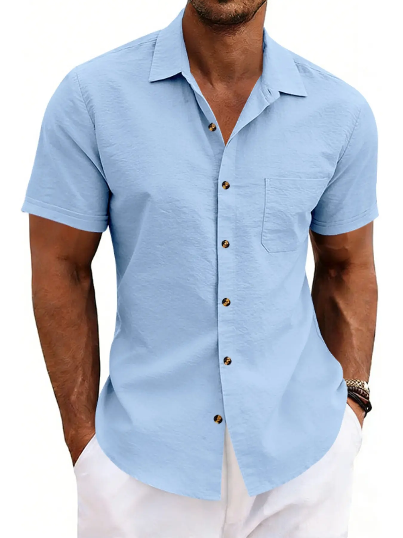 Men's Summer Tropical Loose Fit Relaxed Fit Shirt, Top, Iron-Free Casual Business Collar Button-Up Open Front, Beach Short Sleeve Shirt, Comfortable and Stylish, Lapel Collared Shirt