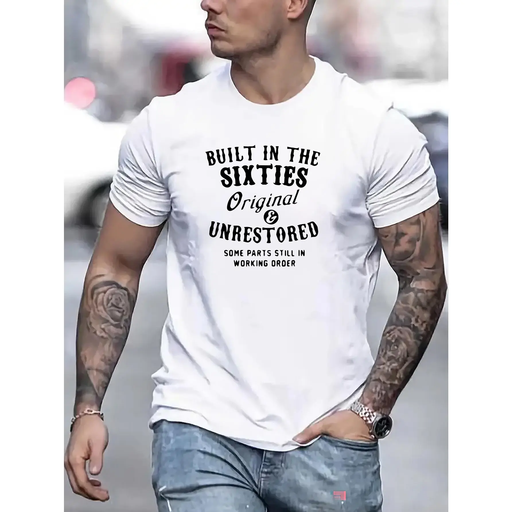 Performance Gear, Men's Breathable Printed Running Tee - Comfortable Summer Sports Shirt, Round Neck, Machine Washable