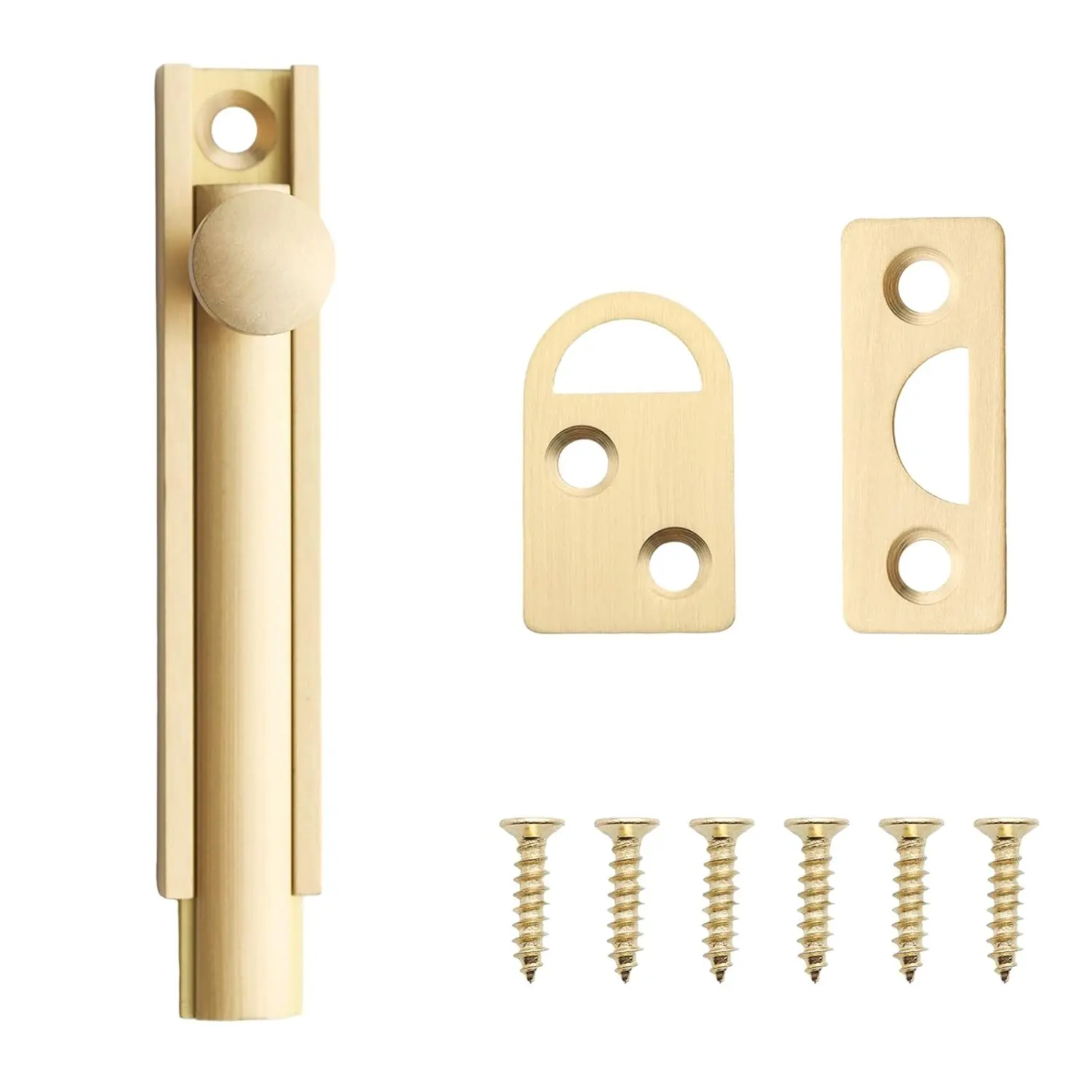 3 Inch Brushed  Solid Brass Surface Bolt | Elegant and Durable Brass Slide Bolt Latch, Cabinet Surface  with Screws, Secure and Stylish Hardware Accessory