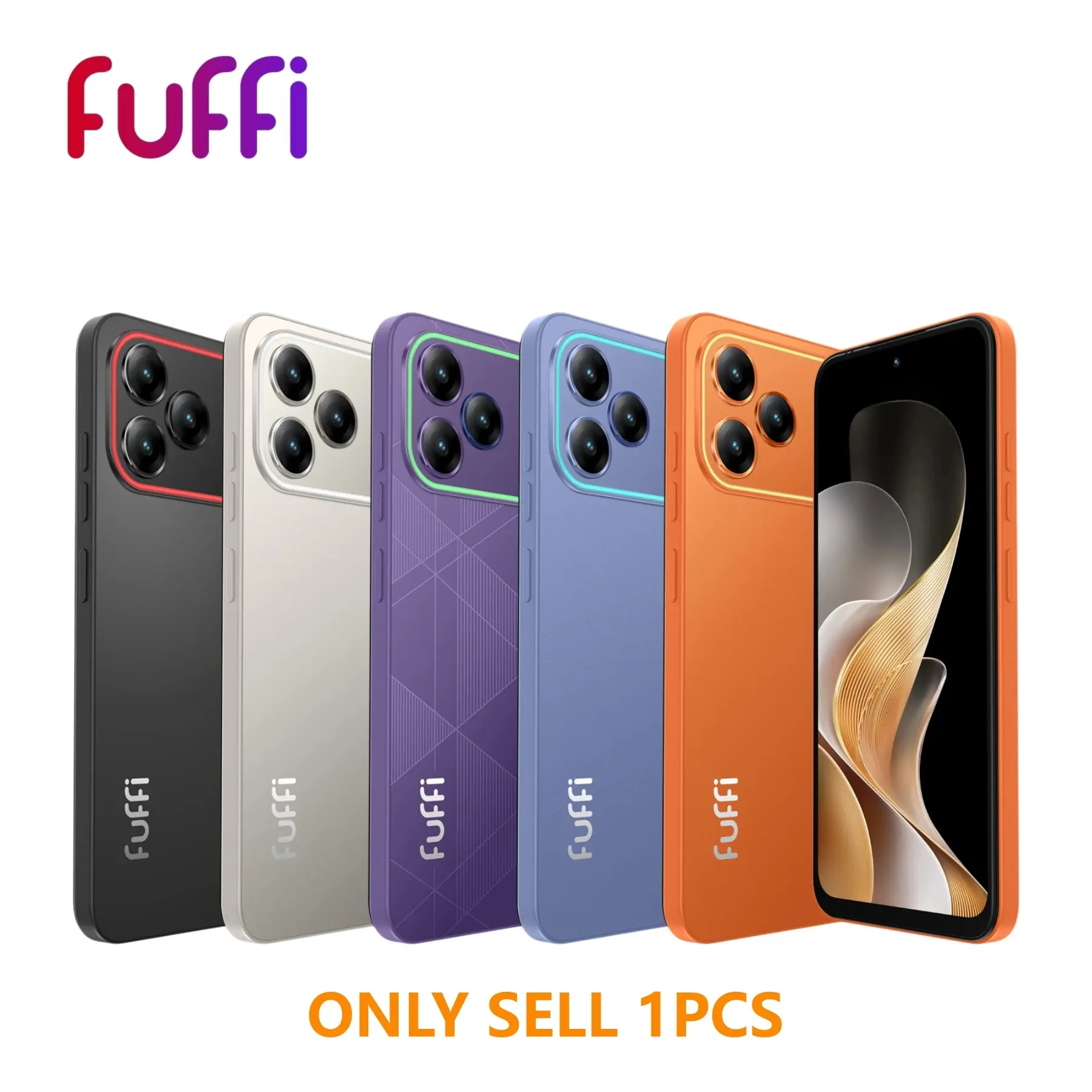 FUFFI fashionable smart phone with a 6.67-inch high-definition screen, global 4G network, 4GB RAM, 32GB/64GB ROM, dual SIM dual standby, 4400 mAh battery, 5MP + 16MP pixel camera, and Android 12 operating system.