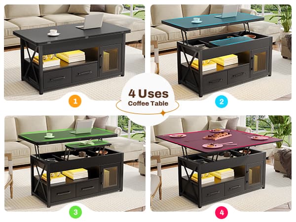 Sikaic 40in Lift Top Coffee Table Black