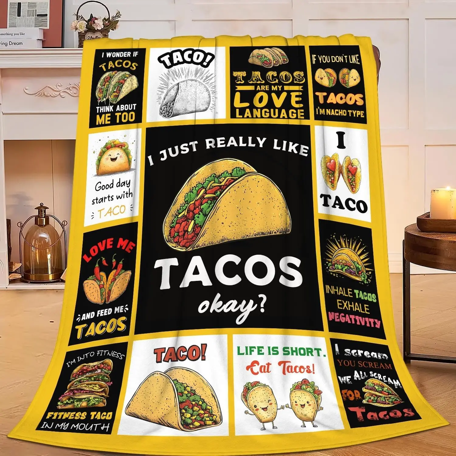 Taco Blanket Food Burrito Throw Blanket Gifts for Taco Lovers Girls Women Kids Boys Adults Men Super Soft Cozy Plush Fluffy Fuzzy Fleece Blanket Home Decor 50''X60'',Christmas,Oogie,digital,print
