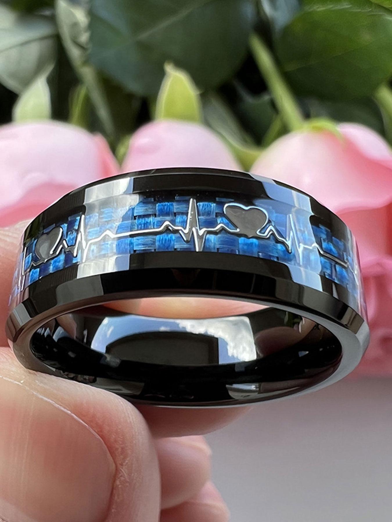 Stainless Steel Ring, Fashion Heartbeat Design Ring for Party, Daily Decor, Trendy All-match & Exquisite Jewelry for Birthday Gift, Statement Multi Ring