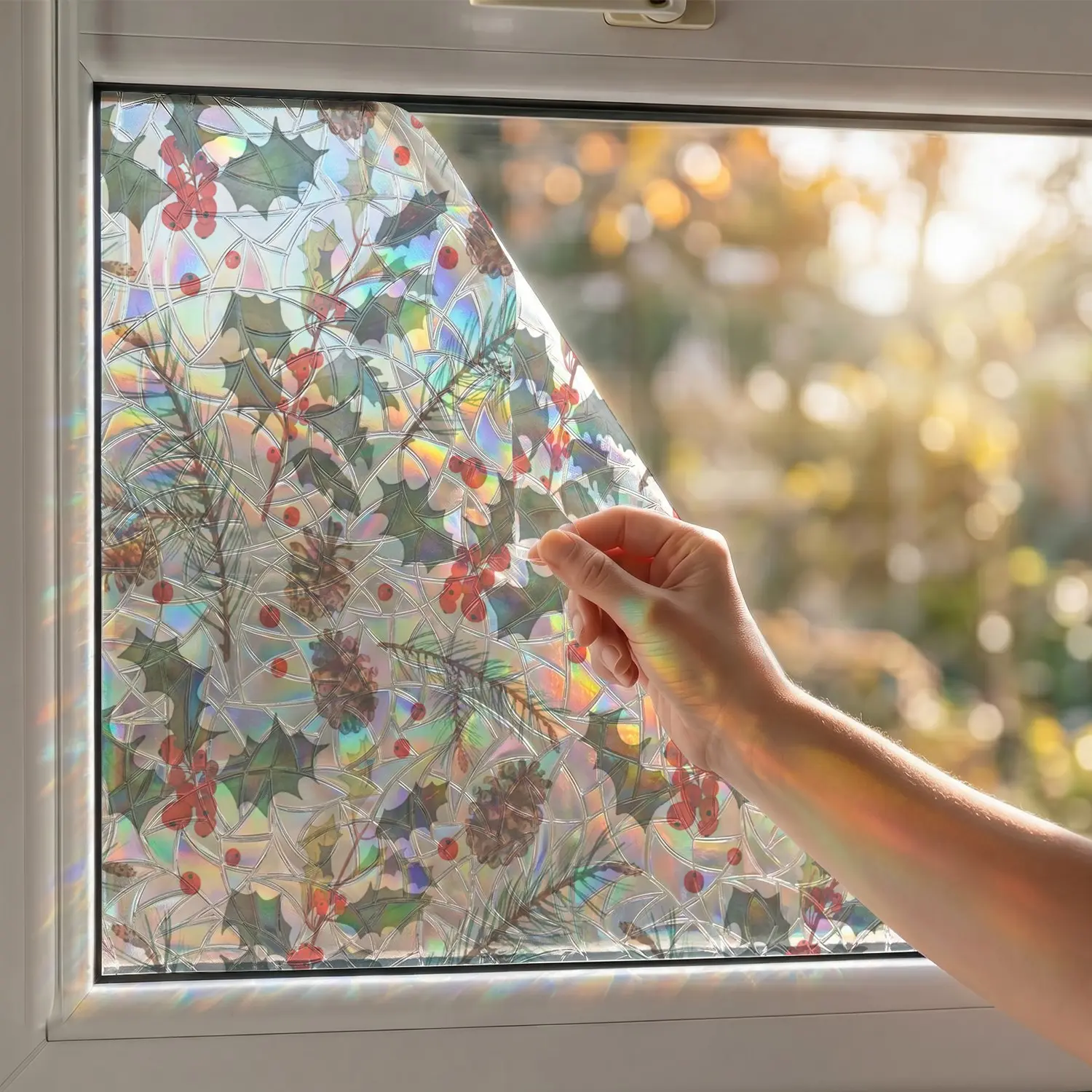 Rainbow Light Effect Window Privacy Sticker, Electrostatic Adhesion, Waterproof and Durable, Ideal for Home Decor Enhancement, Window Stickers