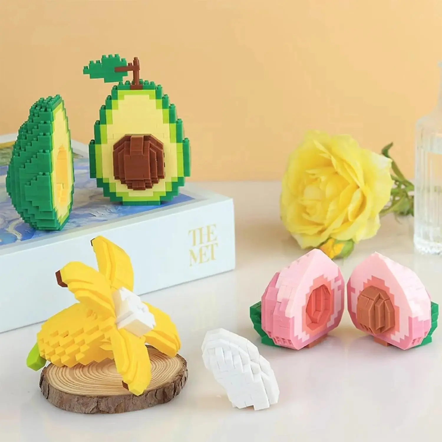 ABS Plastic Fruit Theme Micro Building Block Toys, Creative 3D DIY Mini Bricks Set, Cute Decor Gift for Kids