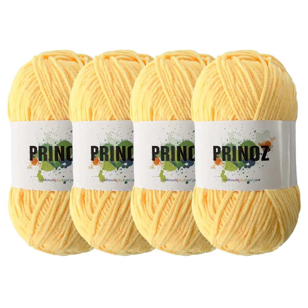 4-Pack 100% Polyester Chenille Yarn, Medium Fine Ice Stripe Wool, Handmade Matte DIY, Ideal for Knitting Sweaters, Scarves, Blankets, Hats, Bags, Dolls