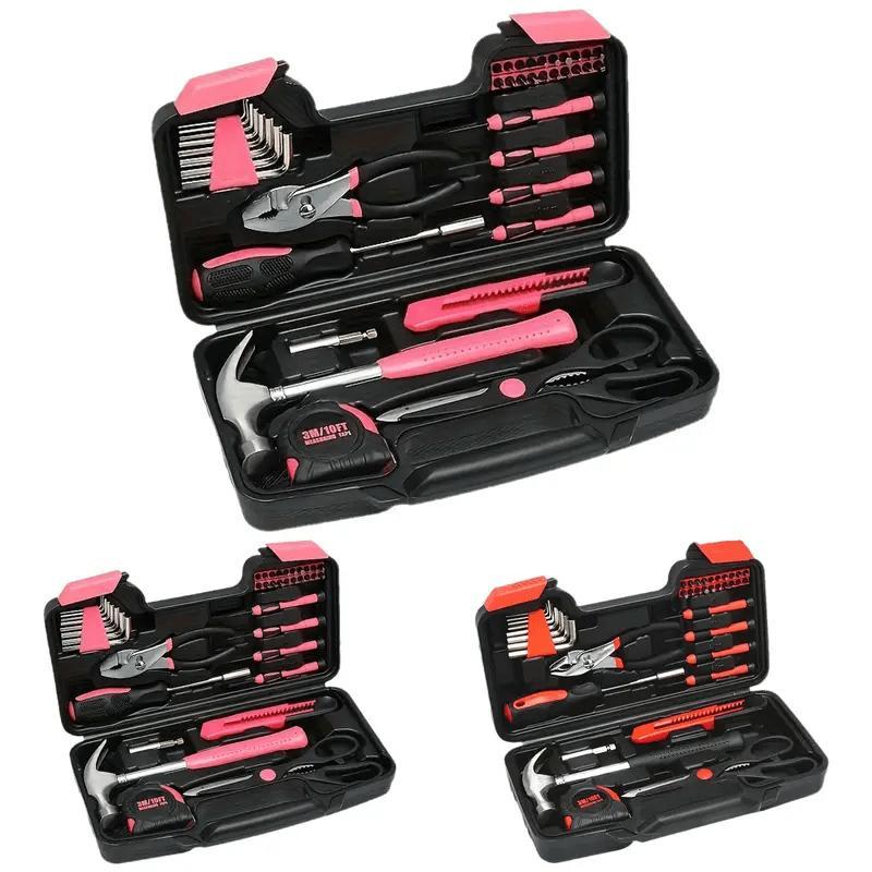 39-Piece Durable Carbon Steel Household Hardware Kit, Comprehensive Manual Hand Implements with Wrench, Hammer for DIY Projects, Home Repair, Car Tools