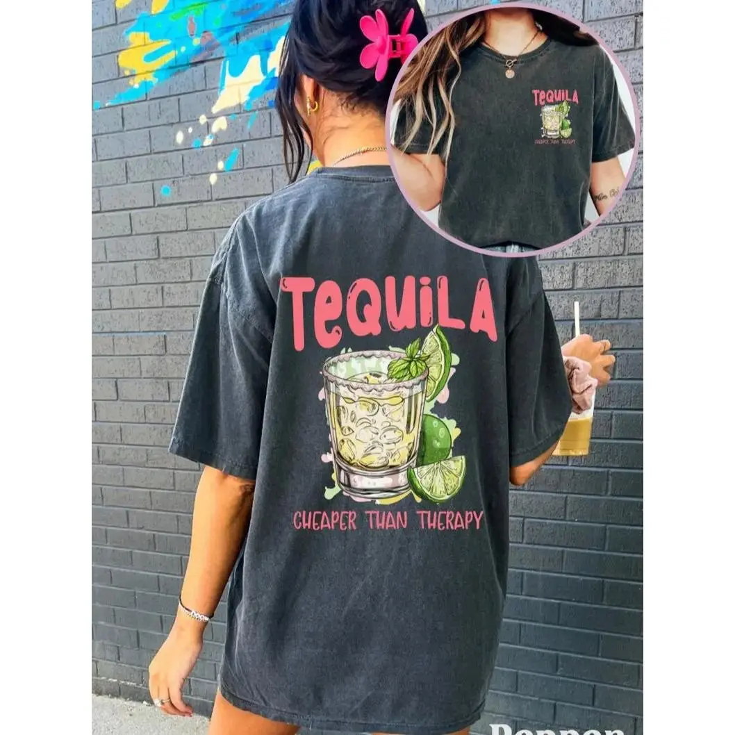 Tequila Shirt Funny Drinking Tee Gift For Tequila Lover Cheaper Than Therapy Tshirt Summer Day Drinking Shirt