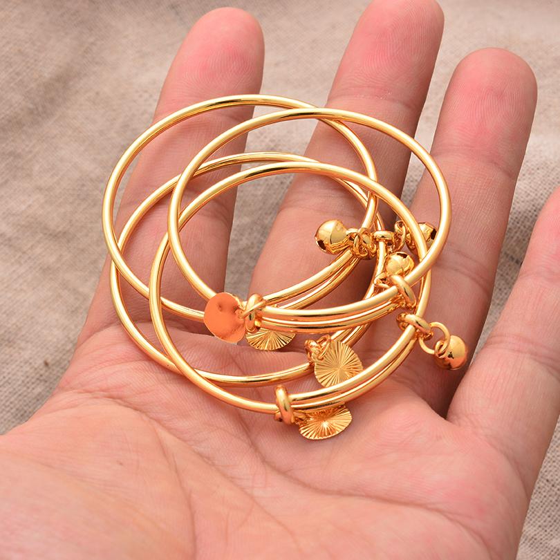 Ethiopian /Arab/African Lucky Bell Baby Kids Children Gold Color Birthday Bangle Bracelet Jewelry Gift