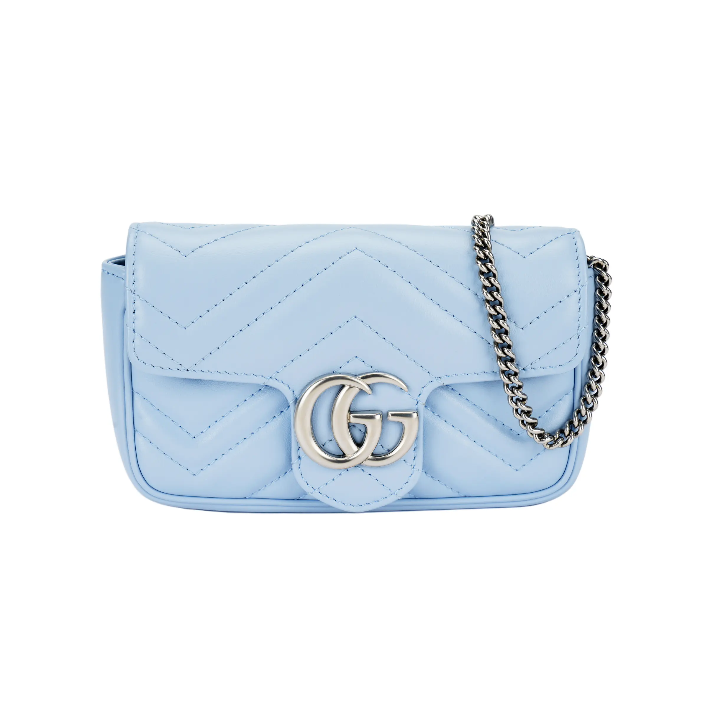 Gucci GG Marmont Distressed Leather Crossbody Bag for Women – Silver Logo, Quilted Chain Detail, Multi-Color