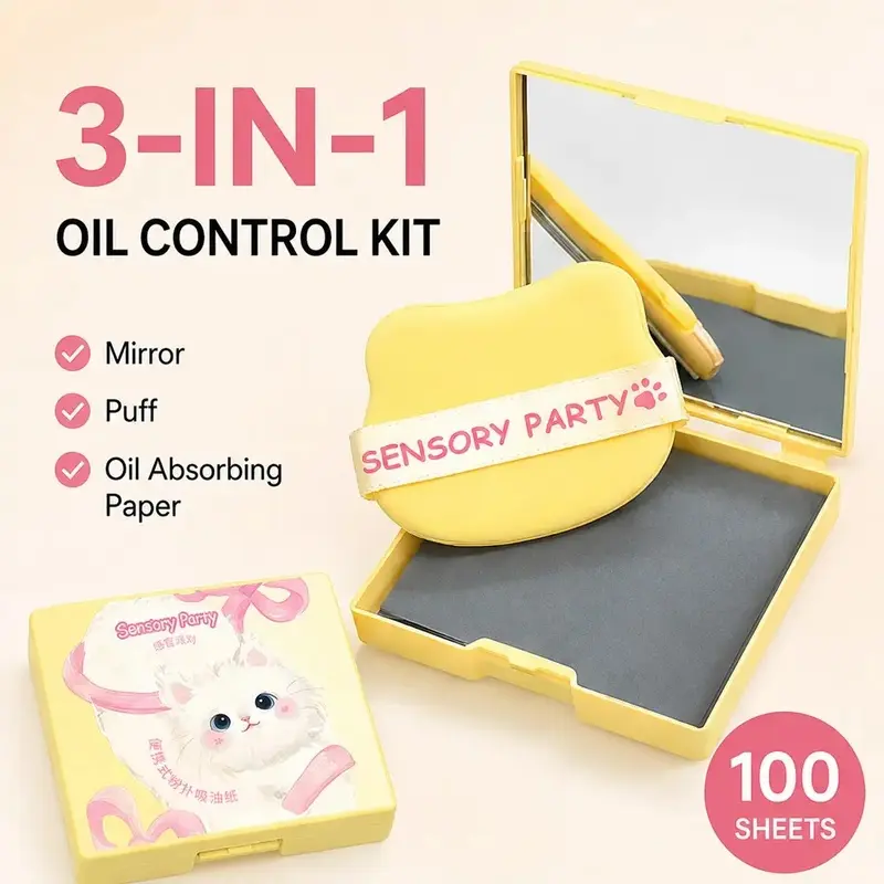 Portable Lightweight Oil Absorbing Paper Pad, Facial Cleansing Tool, Summer Makeup Setting, Includes Mirror, Compact, Affordable, Refreshing, Single Item