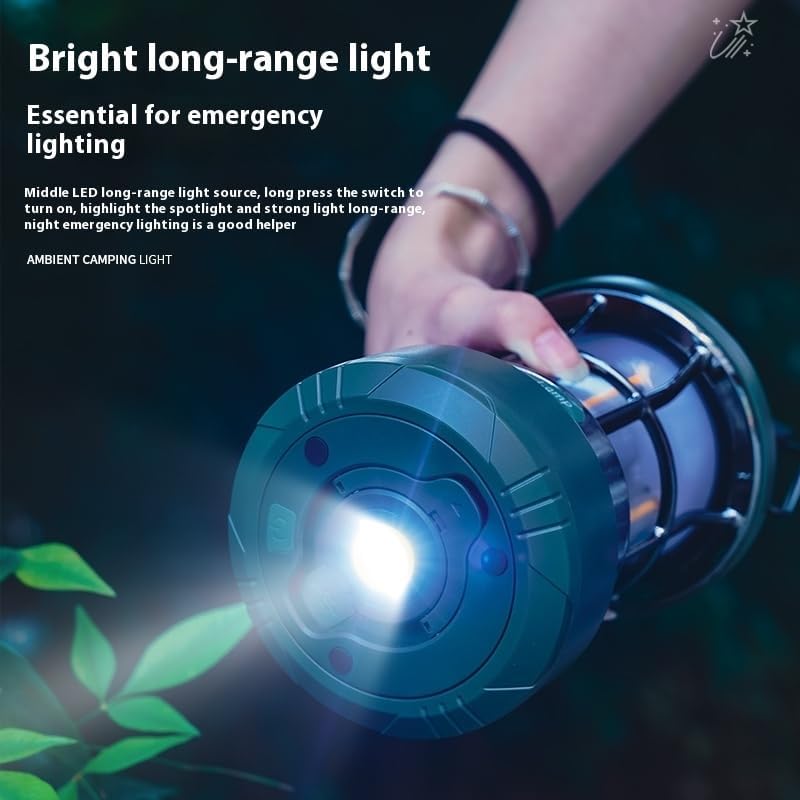 Multi-Functional Camping Lamp with Flashlight and String Light Features, Waterproof Retro Outdoor Lantern for Emergency Use, Portable Rechargeable Hanging Light