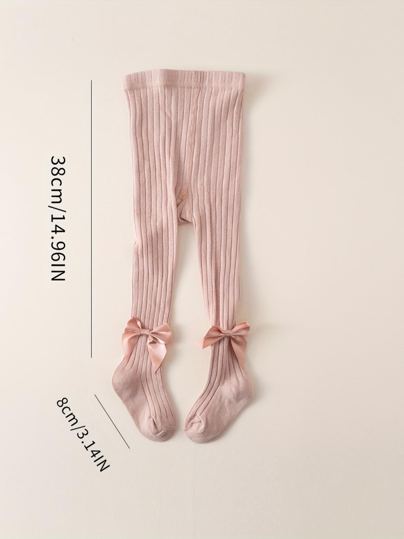 3-piece soft breathable rib tights with bows, comfortable four-season baby leggings, fashion striped baby pants, Tights Stretch Set