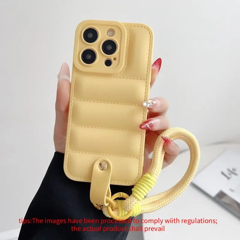 Flexible & soft puffer iPhone case, lightweight and slim fit, stylish charm chain included, full shockproof & drop protection, simple and versatile. Compatible with iPhone 11 to 17 Pro/PLUS/PM.