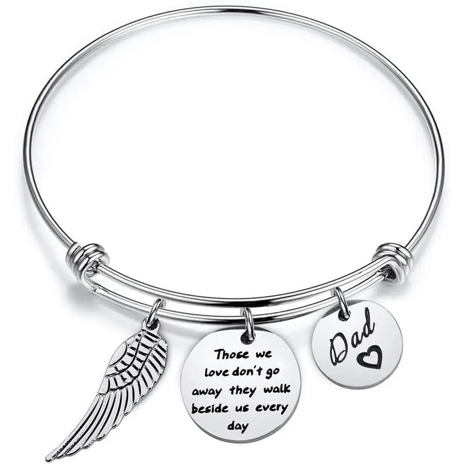 Memorial Bracelet In Memory Of Dad Mom Sympathy  Those We Love Don't Go  They Walk Beside  Every Day Loss  for Her