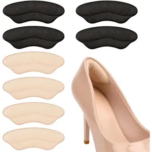Heel Grips Liner Cushions Inserts for Loose Shoes, Heel Pads Snugs for Shoe Too Big Men Women, Filler Improved Shoe Fit and Comfort, Stop Heel Slip and Blister (Beige + Black, 4 Pairs)