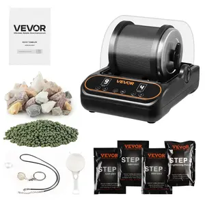 VEVOR Rock Tumbler, 2 lb Rock Polishing Machine, Rocks Tumbling Kit with 4-Speed Adjustment, 1-9 Day Timer, PC Sound Reduction Cover TPU Drum, Direct Drive Motor Rocks Polishing, Quiet Operation
