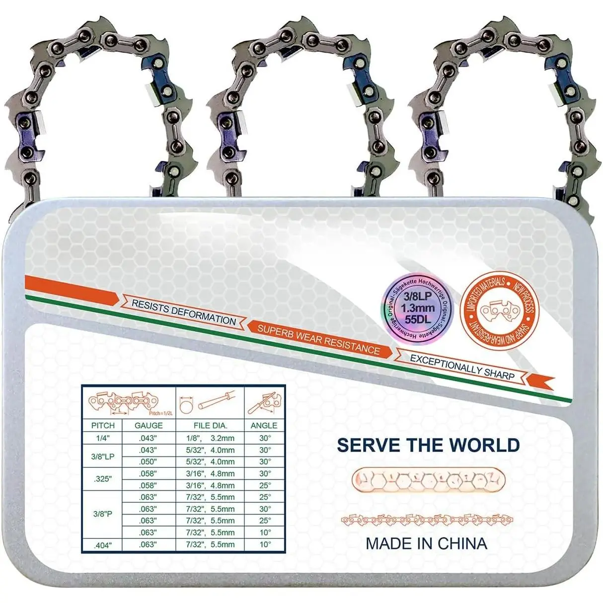 Chain 16 Inch 3/8"LP Pitch .050" Gauge 55 Drive Links Fits STIHL 021, MS 210, MS 211 and - S55(3 Chains)