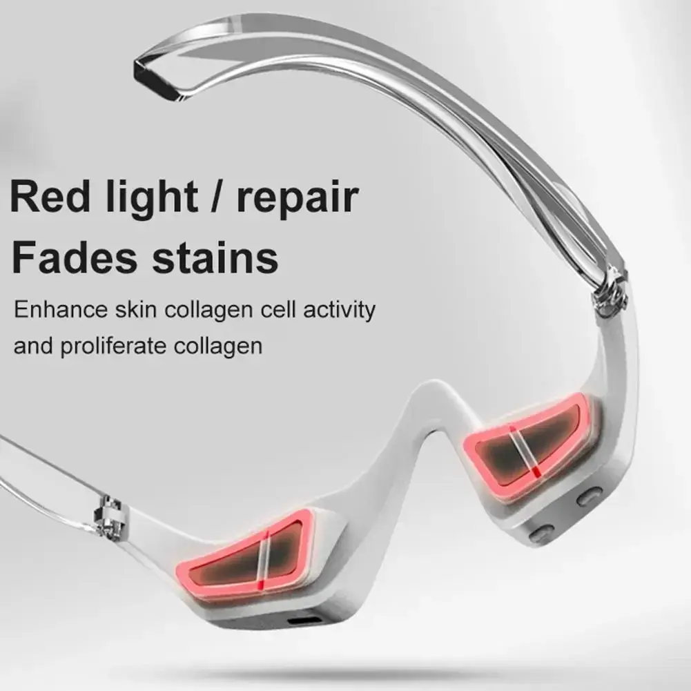 1 PC Under Eye Red Light Therapy Device, Red Light Therapy Glasses for Eyes, Eye Care Tool for Women & Men, Professional Eye Massage Instrument for Reducing Dark Circles and Puffiness, Smoothing Fine Lines Wrinkles and Rhytides Home & Office