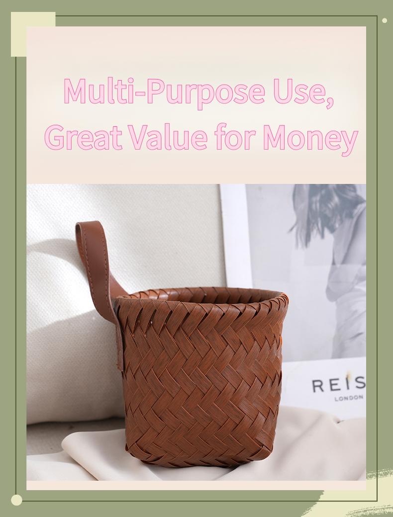 Vintage wall-mounted imitation rattan woven storage basket for entryway, keys, miscellaneous items, large-capacity household snack storage basket