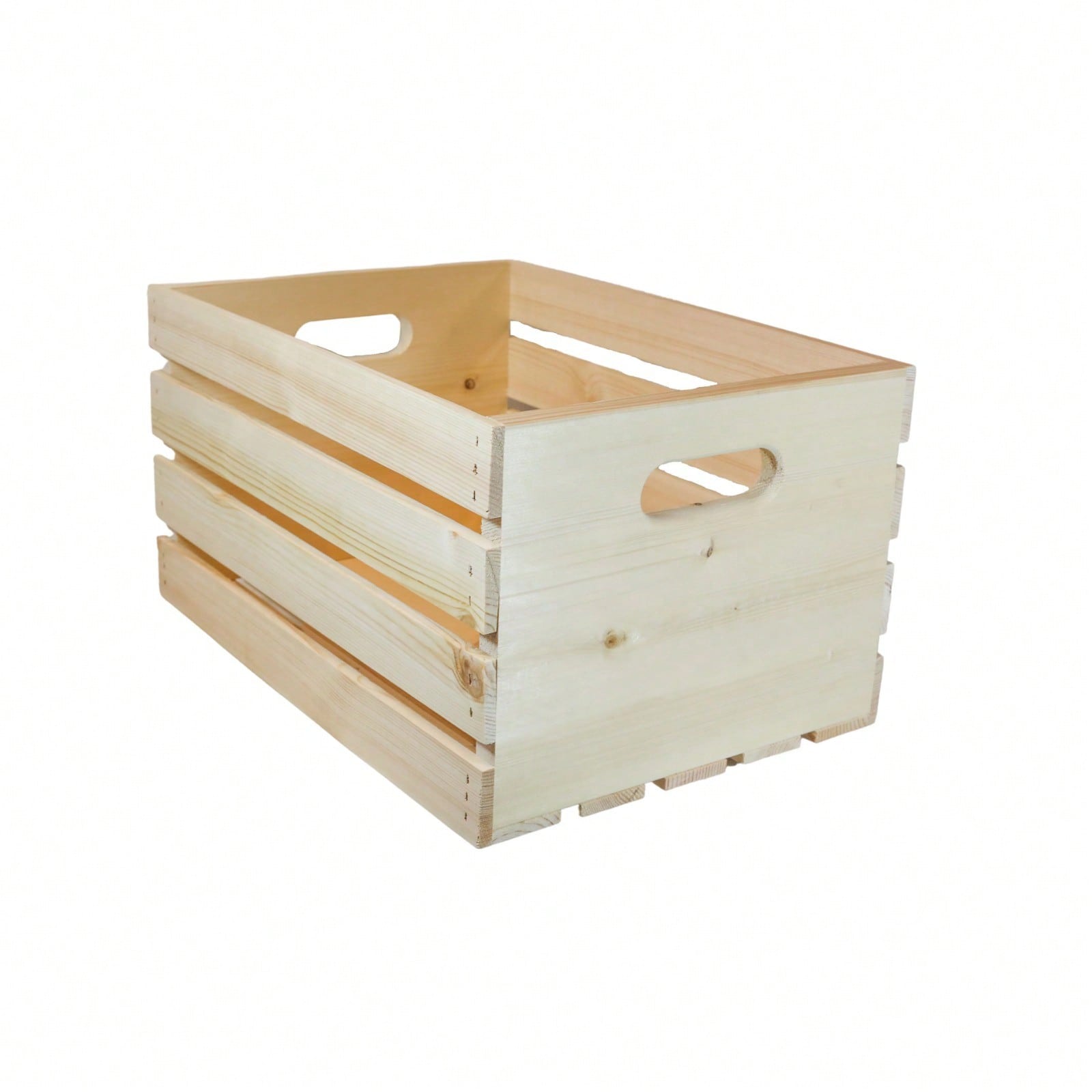 Large Pine Wood Storage Crate – 18"x12.5"x9.5" Stackable Organizer with Routed Handles & Slatted Sides, Heavy-Duty DIY Storage Bin Large Pine Wood Storage Crate – 18"x12.5"x9.5" Stackable Organizer with Routed Handles & Slatted Sides, Heavy-Duty DIY Storage Bin