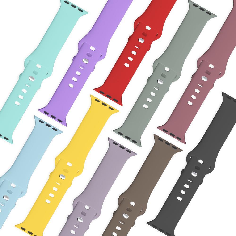 Solid Color Silicone Watch Strap, Multi-color Combination Watch Strap Set, Watch Band Compatible With Apple Watch, Smart Watch Straps