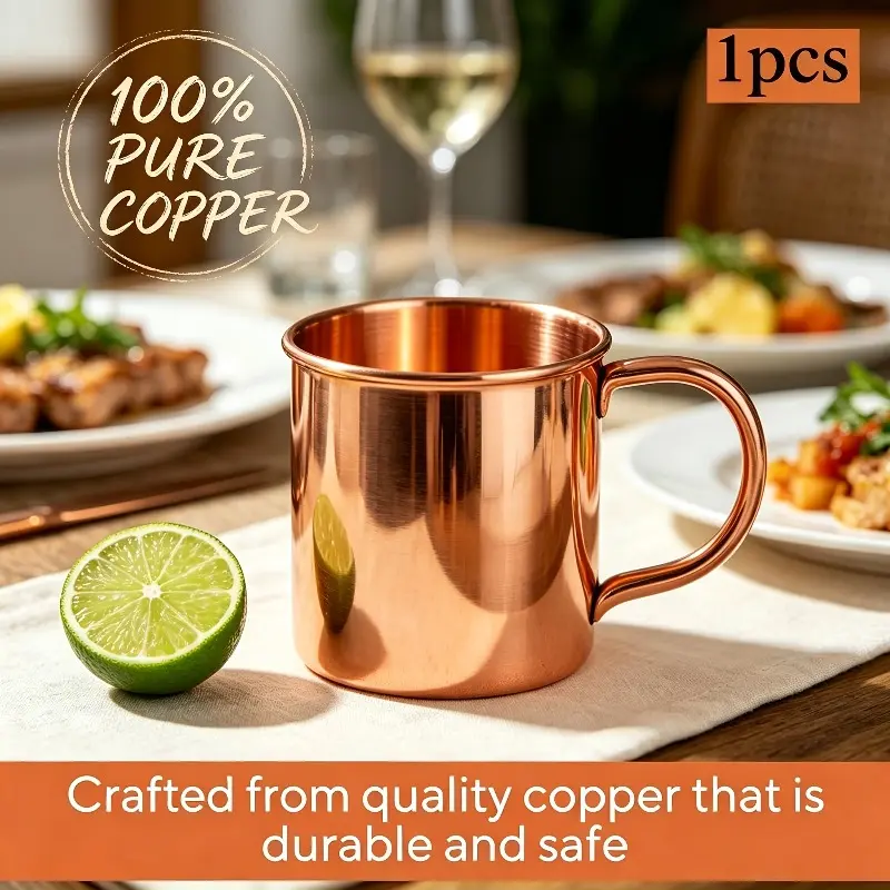 Moscow Mule Mug 1/2 piece, hammered copper mug, pure copper liner with gold brass handle, Drinkware ideal for cold beer and wine, perfect for summer pool parties, barbecues, beach camping and backyard parties
