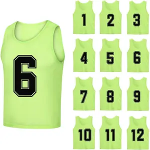 12 Pack (1-12) Numbered Pinnies Soccer Training Bibs Basketball Jerseys for Kids Youth and Adults