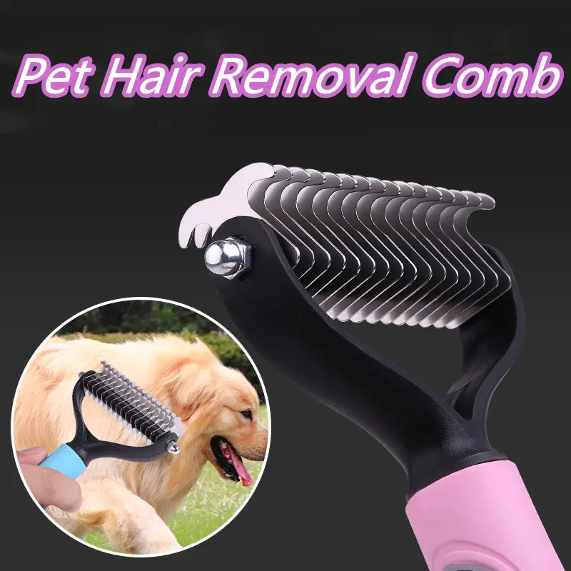 New Hair Removal Comb for Dogs Cat Detangler Fur Trimming Dematting Brush Grooming Tool For matted Long Hair Curly Pet clever kit pro tick removal brush cat alizad dog brush shedding Double-Sided Pet Grooming Brush brush fur deshedder comb removal tool