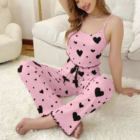 Women's 2 Piece Pajama Set Cami Top and Pants Pjs Loungewear | Summer Pajama Set for Women,Floral Print,Sleeveless,Cute Pajamas