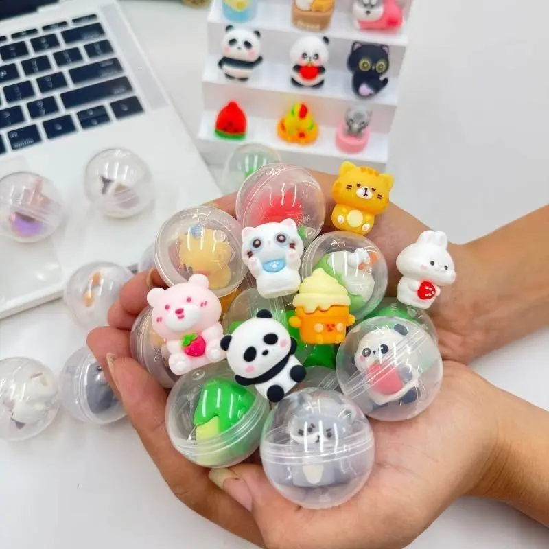 50-Piece Miniature Figurine Set, Assorted Animal & Fruit Capsule Toys for Kids' Party Favors, Birthday Gifts & Gumball Refills, Animals & Nature