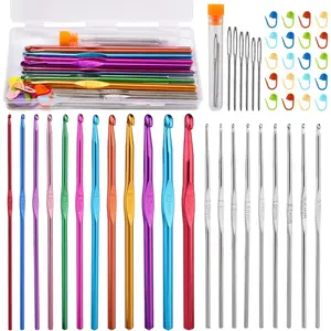 48 count Crochet Hooks Set, 21 Sizes Crochet  with Case,  Knitting , Crochet Hooks Kit with Crochet Accessories  Markers Blunt  for Crocheting Yarn