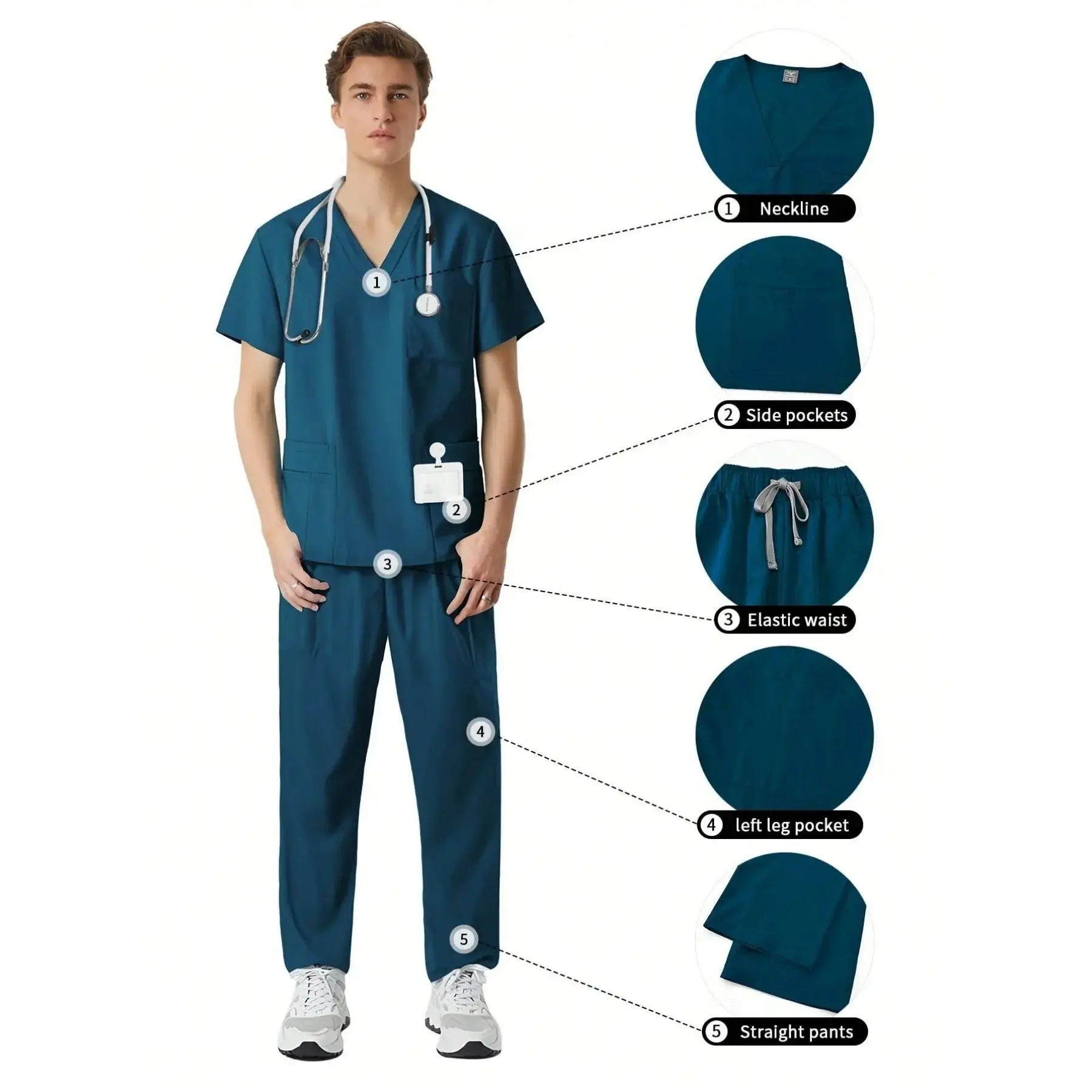 High Quality Professional Workwear Set, Men's SPA Therapist Uniform, Medical Uniforms, Healthcare Uniform, Nursing Uniform, Pet Grooming Salon Fashion Comfort Staff Outfit