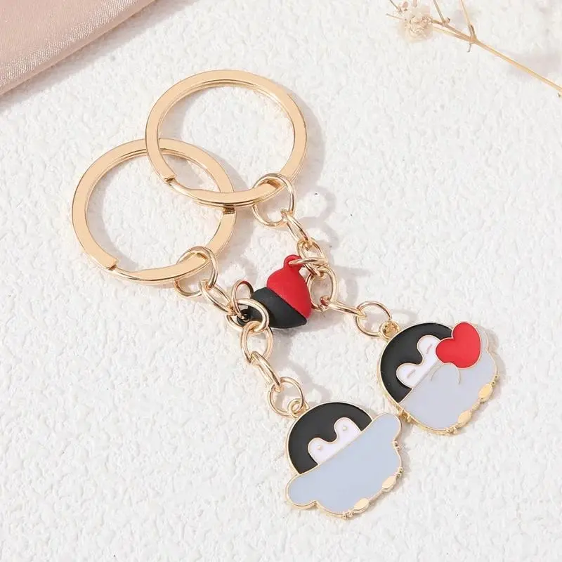 Cute Heart Magnet Penguin Keychain Lovely Aniaml Key Chain For Cosplay Accessories Handmade Keyrings