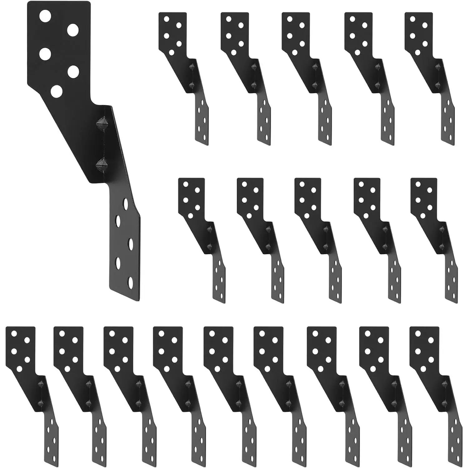 20 Pcs Hurricane Ties Strong Tie Brackets with Black Powder-Coated Hurricane Straps for Trusses Rafters